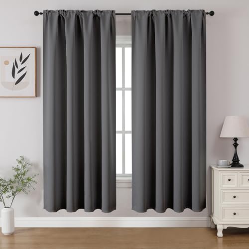 Light Grey Blackout Curtains 63 inch Length 2 Panels Set (Light Grey / 52"W x 63"L (Pack of 2))