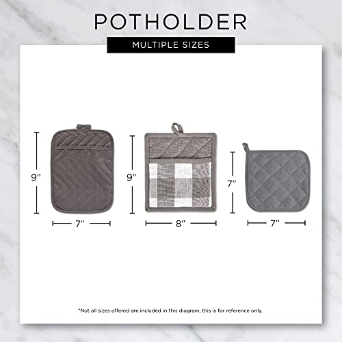 100% Cotton Solid Chambray Kitchen Set (Barn Red / Potholders)