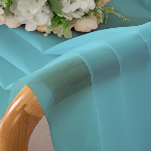 Aqua Sheer Curtains 96 inches Long 2 Panels (Aqua / 42"W x 96"L (Pack of 2))