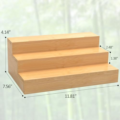 2 Pack 3 Tier Bamboo Spice Rack Organizer for Kitchen Countertop or Cabinet