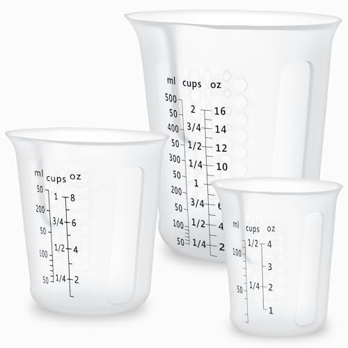 Silicone Measuring Cups Set 125ml + 250ml + 500ml for Cooking Reusable Baking Supplies Silicone Flexible Melting Measure Cup for Butter (125ml+250ml+500ml)