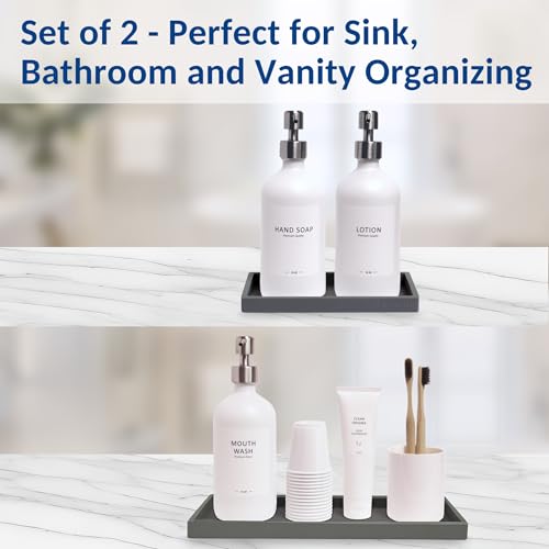 Countertop & Vanity Silicone Tray (Modern Gray / Set‐ 1 Small + 1 Large)