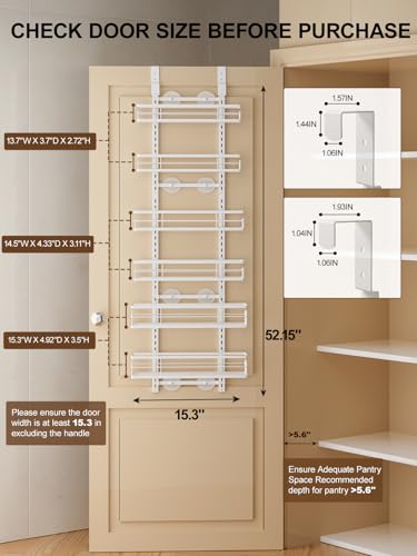 Over the Door Pantry Organizer (White / 6 Tier-M)