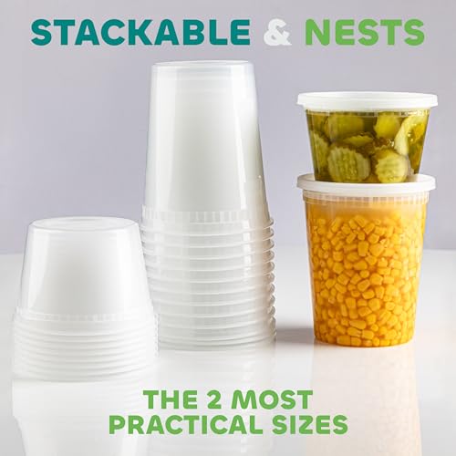 16 Sets Deli Containers with Lids (16 Sets 16 & 32 oz)