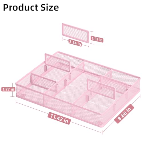 Desk Drawer Organizer (2Pack Pink / 12 x 8.5 x 1.8)