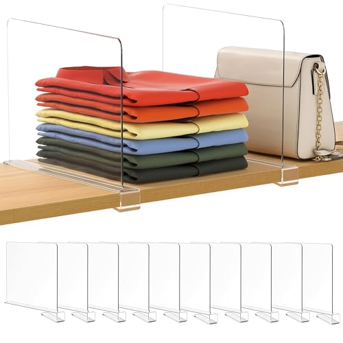 10 Pack 12 Inches [Extra Tall Version] Clear Shelf Dividers for Organization (Clear (12 Inches, Extra Tall Version) / 10 Pcs)