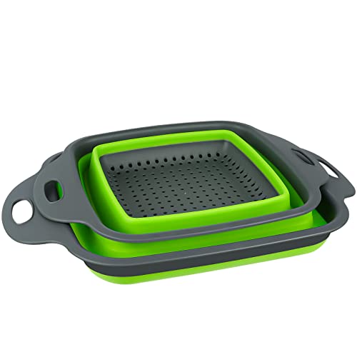 2 PCS Collapsible Colander Set (2PCS-Green)