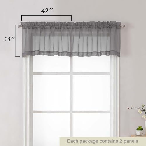 Grey Valances for Windows (Grey / 42"W x 14"L (Pack of 2))