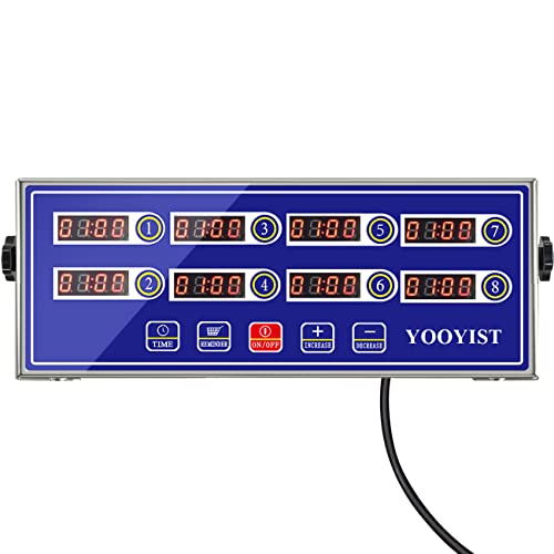 Professional Commercial 8 Channel Multiple Kitchen Timers Digital Calculagraph Programmable Loud for Restaurant Food Fryer Baking Cooking Stainless Steel Heavy Duty (Blue)