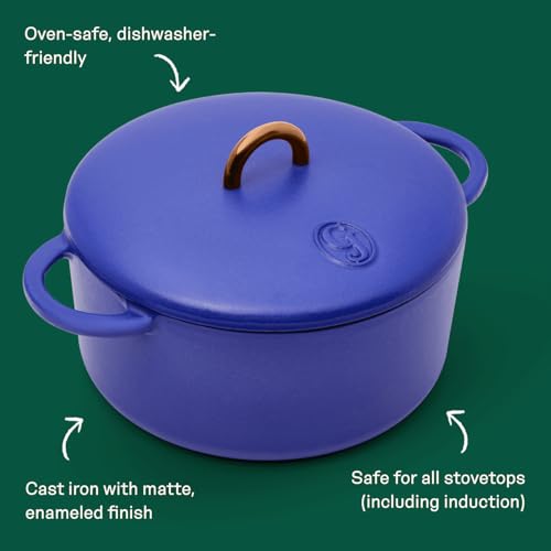 3.5 Quart Enameled Cast Iron Dutch Oven Pot w (Blueberry)