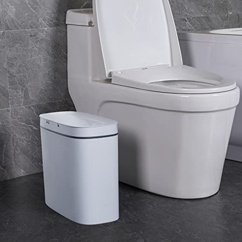 14 Liter Automatic Trash Can with Lid (14L White)