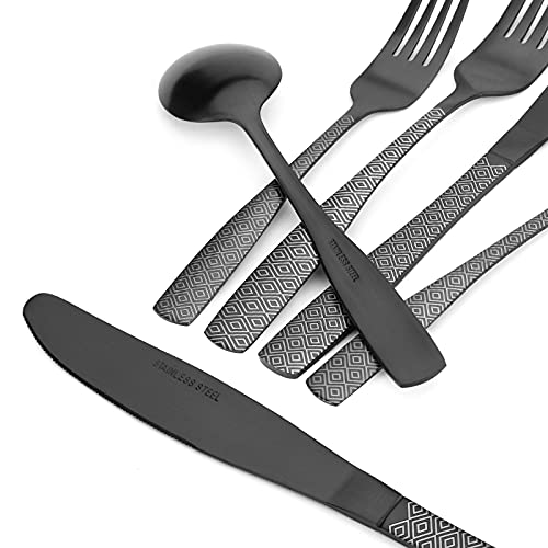 Matte Black Silverware Set (Matte Black Diamond / 20-Piece)