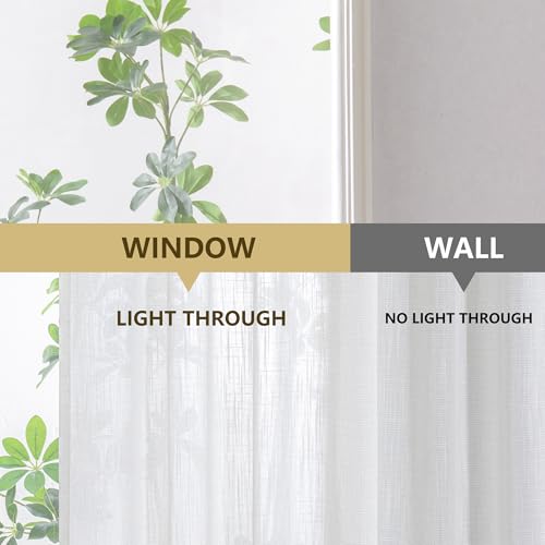 Small Window Natural Curtains for Kitchen (34"W x 24"L (Pack of 2) / Beige White)