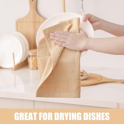 100% Cotton Terry Kitchen Dish Cloths (Apricot / 12 X 12 - 6 Pack)