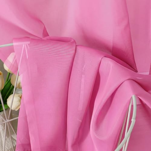 Hot Pink Sheer Curtains 84 Inches Long 2 Panels Set for Living Room (42"W x 84"L (Pack of 2) / Hot Pink)