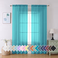 Turquoise Sheer Curtains 90 Inches Long 2 Panels Set (42"W x 90"L (Pack of 2) / Turquoise)
