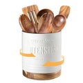 360° Rotating Extra Large Cooking Utensil Holder (White Text / 7.6 Inch)