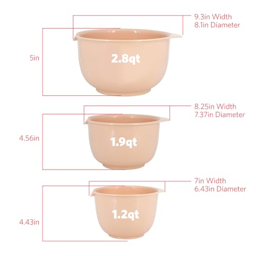 Mixing Bowls with Pour Spout (3 count / 3pc Blush Pink)