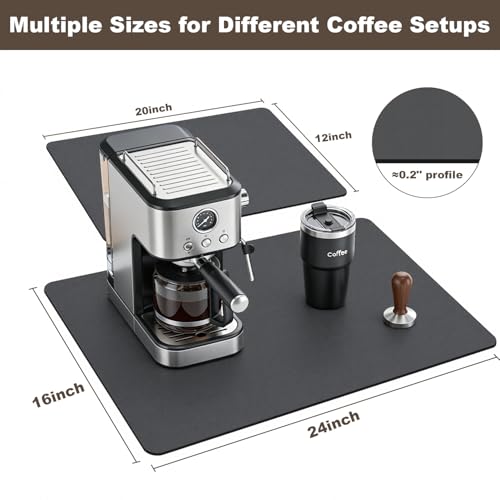 Coffee Mat Absorbent Dish Drying Mat for Kitchen Counter (Dark Grey / 16" x 24")