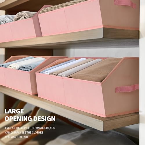 Closet Baskets for Shelves Trapezoid (Pink / Large -3 Pack)