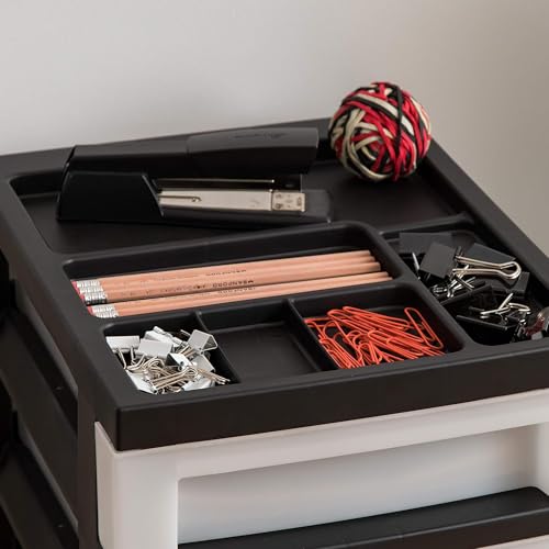 2 Pack 7 Drawer Plastic Storage Rolling Organizer Cart with Caster Wheels for Laundry Room (Black / 7 Drawer with Wheels - 2 Pack)