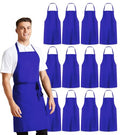 royal blue aprons for women chef apron blue mens chef apron for men grilling aprons for men (Pack of 12 / Royal Blue)