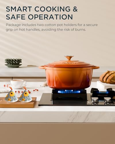 Enameled Cast Iron Dutch Oven (Cooking Pot / Vibrant orange / 4.5QT)