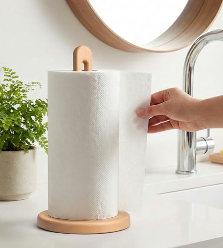 Wooden Paper Towel Holder Countertop (Jumbo – 6.5" Base / Light Wood (Beech))