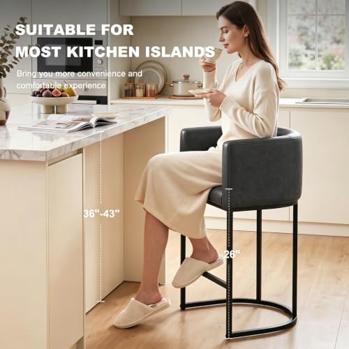 26" H Counter Height Bar Stools (Black / Set of 1)