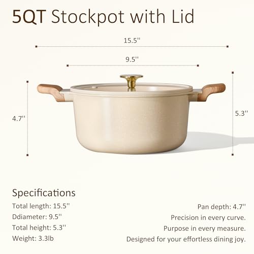 5 Qt Nonstick Stock Pot with Lid Soup Pot