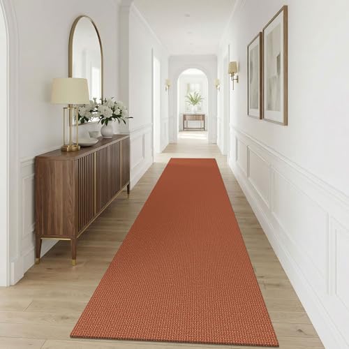 Orange 3x12 Runners Rugs for Hallway (Burnt Orange/Tan / 3' x 12' (Runner))