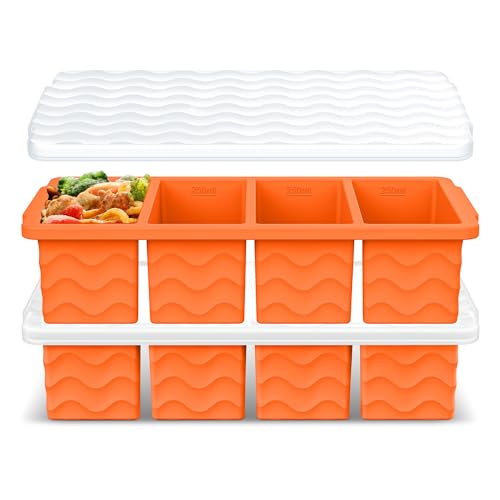 Silicone Freezer Tray for Soup with Lid (Orange)