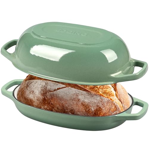 Enameled Cast Iron Oval Dutch Oven Pot with Lid (Sage Green / 5 Quart)