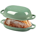 Enameled Cast Iron Oval Dutch Oven Pot with Lid (Sage Green / 5 Quart)