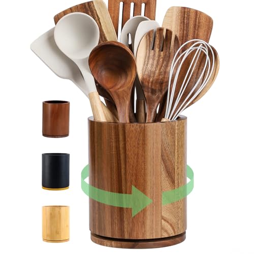 Acacia Wood Utensil Holder (Acacia)