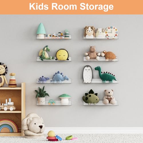 10 Pcs 15" Acrylic Shelves for Wall Display and Storage (Clear)