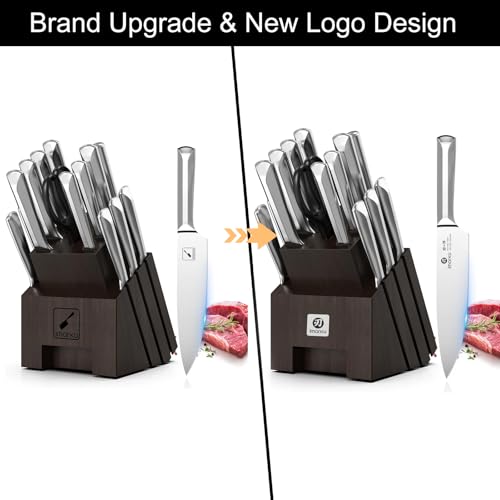 16 Pieces High Carbon Japanese Stainless Steel Knife Set with Block