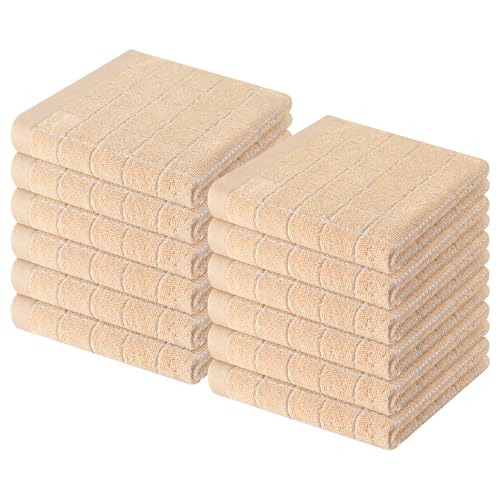 100% Cotton Terry Kitchen Dish Cloths (Apricot / 12 X 12 - 12 Pack)