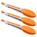 7 inch Serving Tongs With Silicone Tips for Food Grill (Orange - Mini Tongs Set)