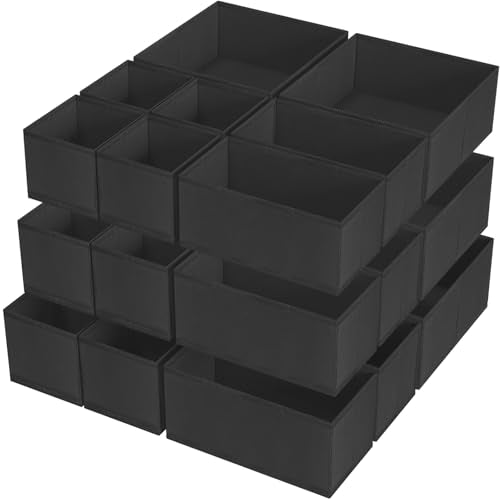 Drawer Organizer Clothes (Black / 24 Pack)