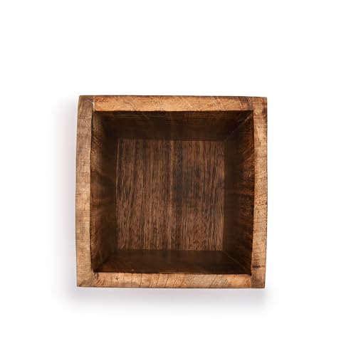 Mango Wood Burning Finished Kitchen Utensil Holder for Countertop