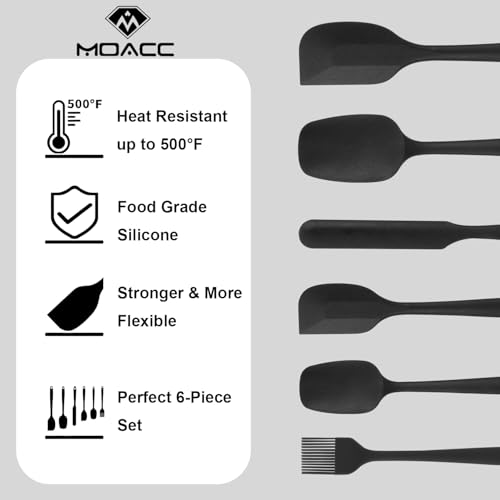 Silicone Spatulas Set of 6 (Black)