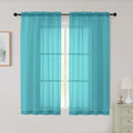 Sheer Turquoise Curtains for Bedroom Living Room 54 Inch Length 2 Panels Set (Turquoise / 42"W x 54"L (Pack of 2))