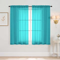 Window Sheer Curtains 54 inch Length (42"W x 54"L (Pack of 2) / Turquoise)