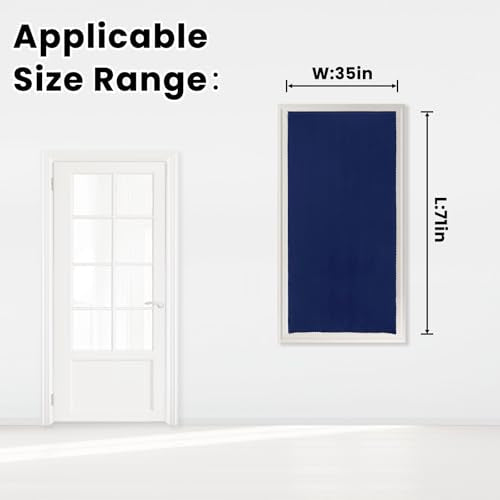 Self Adhesive Portable Blackout Curtains for Bedroom Easy to Install Window Thermal Lnsulated Kitchen Room Darkening Small Window Curtains (35"W x 71"L (Pack of 1) / Navy Blue)