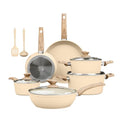 Beige Pots and Pans Set Non Stick (Beige / 12 PCS Cookware Set)