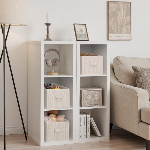 Shelf Organizer Bins (Large / Beige Stripes)