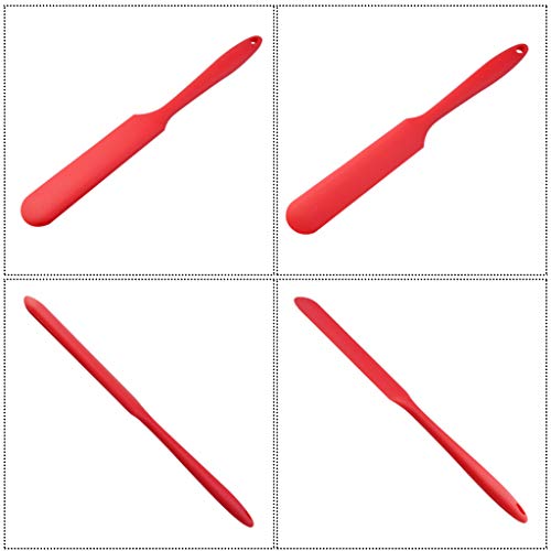 4pcs Silicone Spatula Set Heat Resistant Cake Cream Butter Spatulas Mixing Batter Scraper Non (Red)
