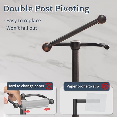 Toilet Paper Holder Stand (Oil Rubbed Bronze / Free Standing With Storage)