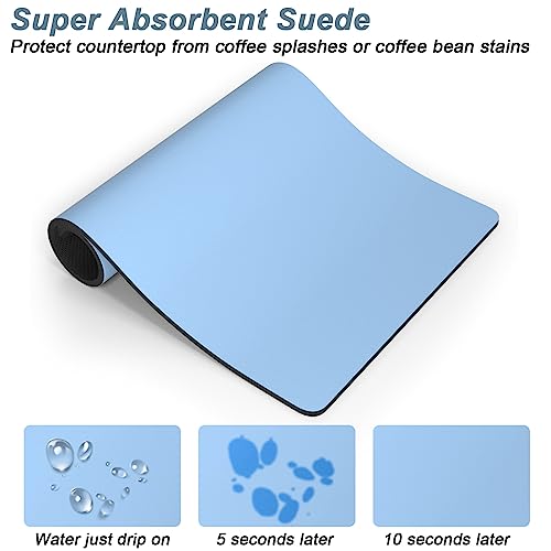 Coffee Mat 16" x 24" Coffee Bar Mats for Espresso Machine Station Accessories and Organizer (A-Sky Blue / 16" x 24")